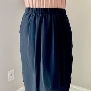MADEWELL Women’s Black Silk Skirt Tulip Hem Elastic Waist - SZ XS